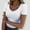 White, variant on Women's V-Neck Ribbed Tight T-Shirt Short-Sleeved Shirt Knitted Top
