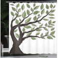 thumbnail image 3 of Ambesonne Landscape Shower Curtain, Tree with Leaves Drawing, 69"Wx84"L, Olive Green and Dark Cocoa, 3 of 4