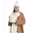 thumbnail image 2 of AINIYS Winter Women Warm Hat Scarf Gloves Set Double Layer Thick Knitted Windproof Ear Protection Casual Fashion Accessory Ideal White Free Size, 2 of 5