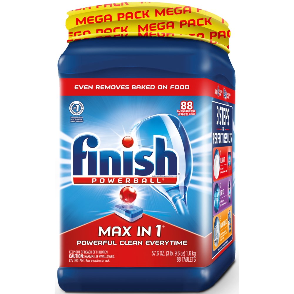Finish Max in 1 Powerball, 88ct, Wrapper Free Dishwasher Detergent