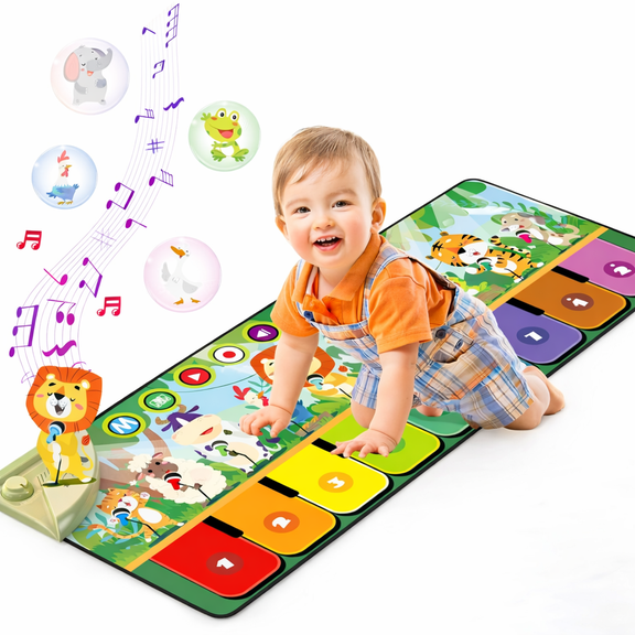Baby toys for 1 year, music pads for children 19 songs 10 animals, Piano Mat Musical Toy for 1-3 years piano pads gifts for girls and boys Christmas birthdays
