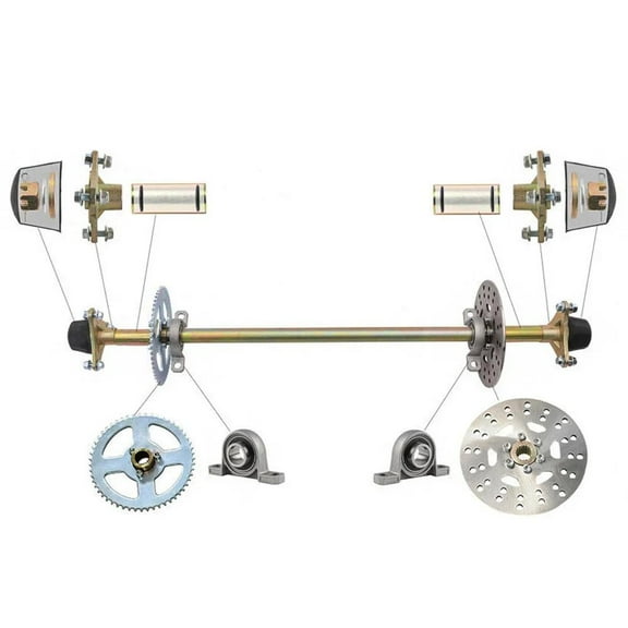 29" 740mm Rear Axle Assembly Go Kart Rear Wheel Axle Shaft Assembly Complete Wheel Hub Kit Sprocket DIY Rebuild Replacement for Go Kart ATV Quad Buggy Mini Bike and Drift Trikes