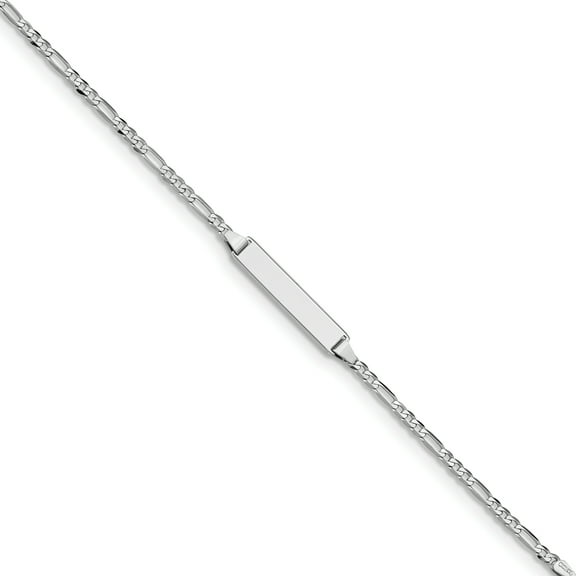 Primal Gold 14 Karat White Gold Figaro Link ID Bracelet