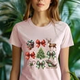 thumbnail image 5 of Christmas Icons Shirt | Cute Tree Reindeer Bow Gift Graphic Tee for Seasonal Fans, Light Pink, Size 2XL, 5 of 6