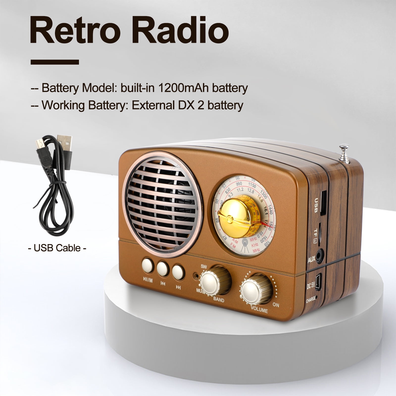 Vintage Radio Retro Bluetooth Speaker-FM Radio with Old fashioned Classic Style, Strong Bass Enhancement, Loud Volume