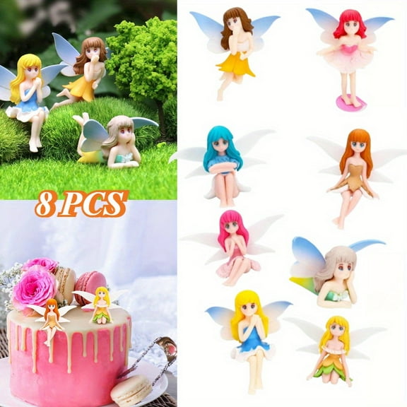 8-Piece Hand-Painted Fairy Figurines Set, Miniature Resin Fairy Garden Accessories for Display