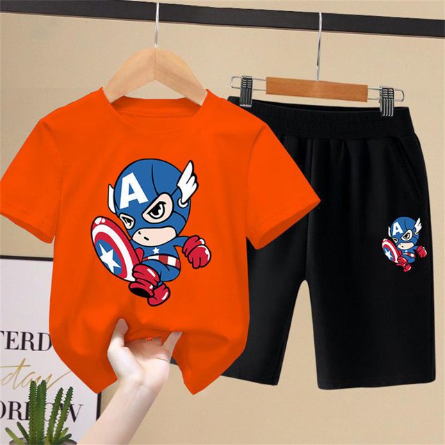 Spiderman, ropa para bebés, conjuntos de camisetas, camisetas de verano de dibujos animados de Mickey Mouse, pantalones cortos, trajes deportivos, ropa para niños, traje 2-13y2T (etiqueta 100) Gao Jinjia LED