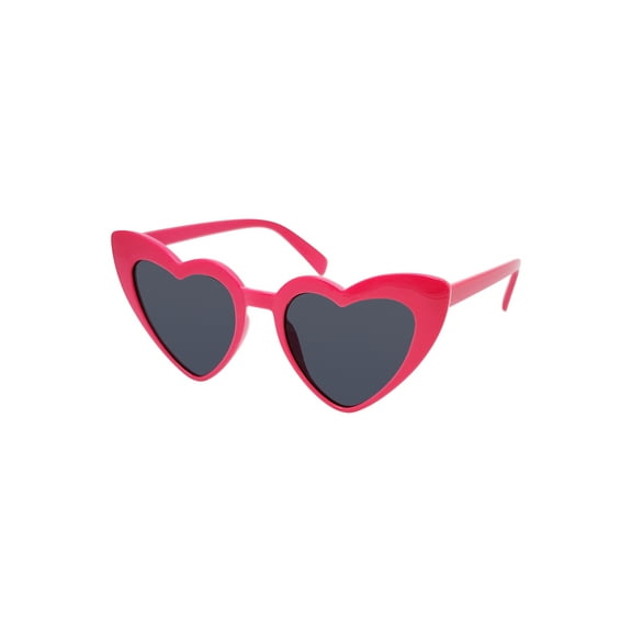 Festival Plastic Heart Shaped Full Rim Sunglasses with Pink Frames and Smoke Lenses