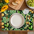 thumbnail image 4 of St. Patrick's Day Placemats Set of 6, Spring Shamrocks Green Love Hats Plants Black Placemats for Dining Table, Place Mats for Kitchen Tabletop, Waterproof Wipeable Dining Table Mats Set, 4 of 9