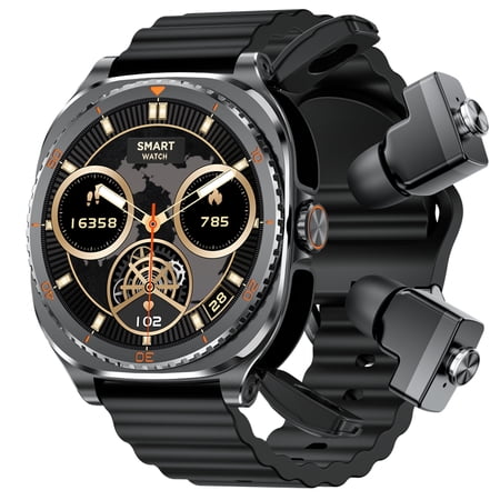 GT99 2 in 1 Smart Watch Built-in Wireless Earbuds 1.53" HD Touch Screen NFC IP67 Waterproof Long Standby Fitness Watch Compatible Android iOS