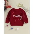thumbnail image 2 of Wassery Toddler Boys Girls Christmas Sweaters 3M 6M 9M 12M 18M 24M 3T Baby Long Sleeve Letter Embroidery Knit Pullovers Tops Autumn Casual Knitwear Clothes for Kid, 2 of 9