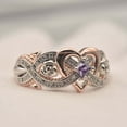 thumbnail image 1 of Fiudx Anillo de Corazón, Oro Rosa, Cobre Bicolor, Elegante Anillo de Princesa para Regalo de Cumpleaños, Anillo Brillante para Amantes de La Boda, Ideal para Cócteles, Accesorio de Moda para Mujer, D, 1 of 7