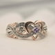 thumbnail image 1 of Anillos para mujer, regalos para mujer, anillo único de moda con circonita bicolor en forma de corazón de diamante princesa rosa y oro rosa., 1 of 5