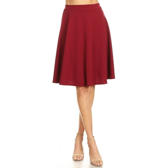 Women's Basic Stretchy Casual Solid A-Line Midi Skirts
