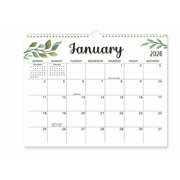 2026 Monthly Wall Calendar Large Grid Blocks Spiral Bound Organizer for Home Office School Planning Scheduling