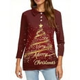 thumbnail image 4 of BDPORKAS Christmas Shirts for Women 3/4 Sleeve Polo Shirts Graphic Christmas Tree Print Cute Holiday Golf Tees, 4 of 4