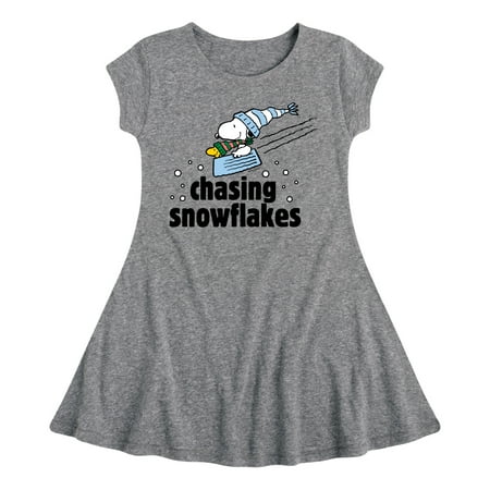 

Peanuts - Chasing Snowflakes - Toddler And Youth Girls Fit And Flare Dress