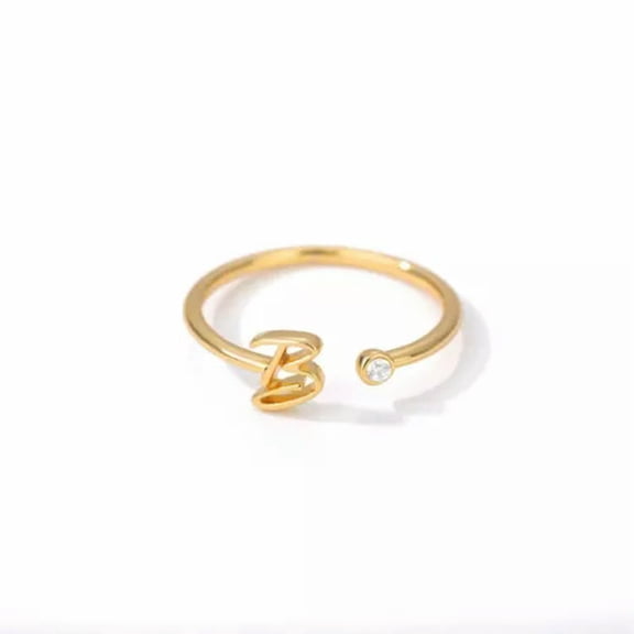 EOEMY 26 Initial Letters A G J Cubic Zirconia Open Rings Finger Women Jewelry Jewelry-B