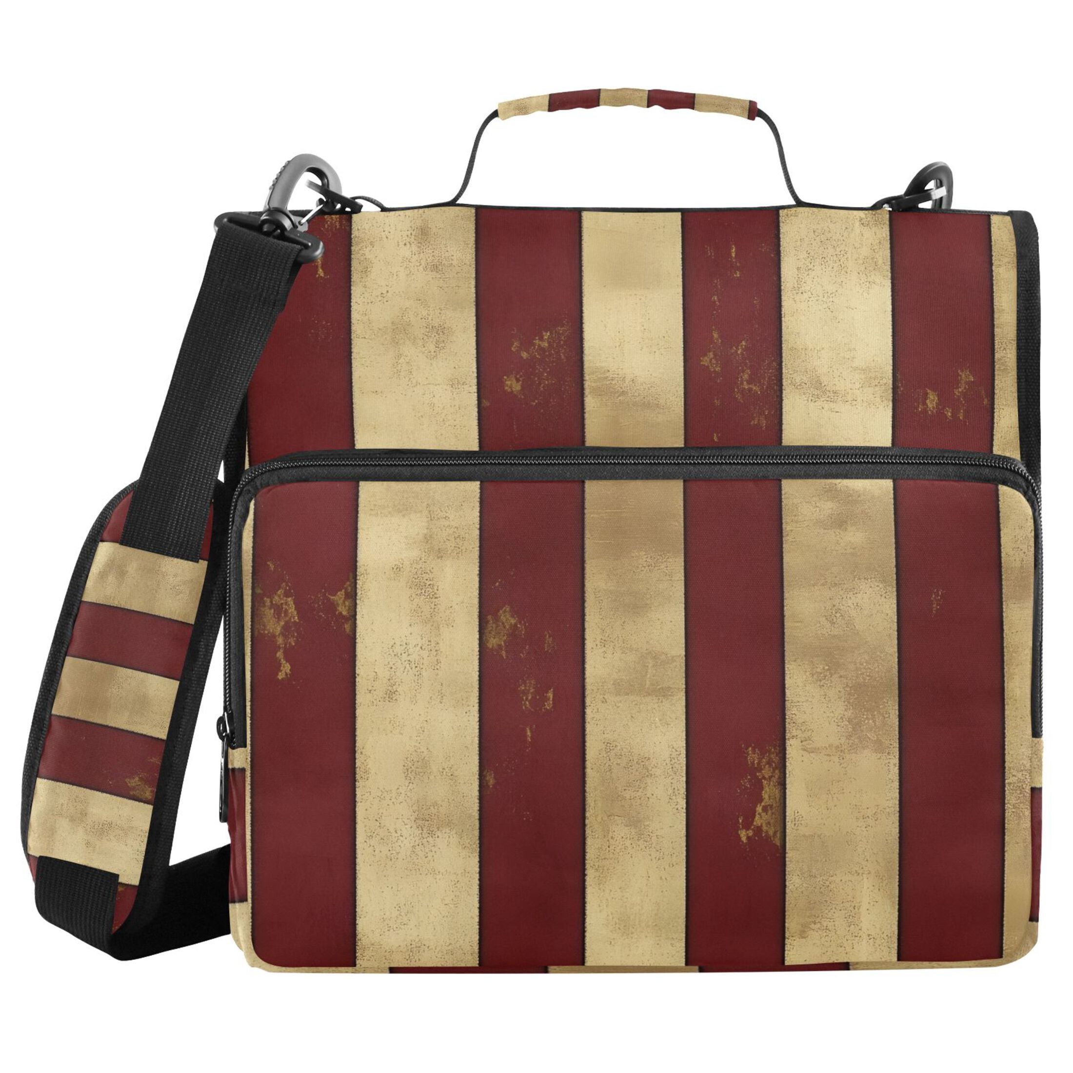 ALAZA Zipper Binder Retro Stripes 3 Ring Trapper Keeper File Folder Organizer Bag
