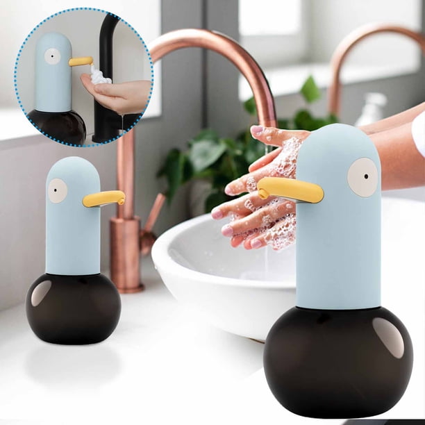 Dispensador Automático de Jabón con Diseño de Patitos Azules. Sensor Infrarrojo Sin Contacto. Funciona con Pilas (385 G). Ideal para Baño y Cocina.