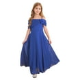 thumbnail image 3 of vastwit Flower Girl Off The Shoulder Party Dress A Line Floor Length Chiffon Junior Bridesmaid Dress Blue-A 16, 3 of 7