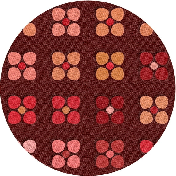 Ahgly Company Indoor Round Patterned Grapefruit Red Area Rugs, 7' Round