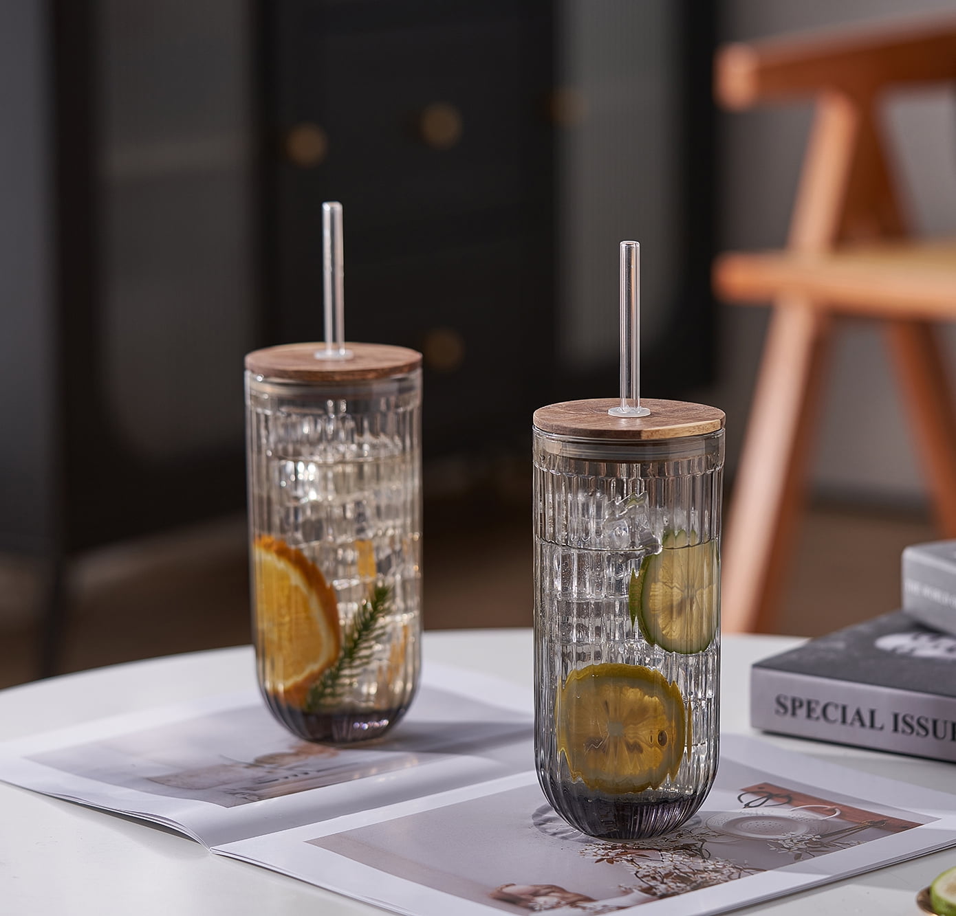 Better Homes and Gardens Smoke Ribbed Sipper 2PK