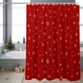 thumbnail image 4 of Christmas Shower Curtain Xmas Golden Snowflake Bathroom Curtains with Hooks, Waterproof Fabric Snow Red Bath Shower Curtains Set for Bathroom Bathtubs Xmas Decor 72x72 Inch, 4 of 9