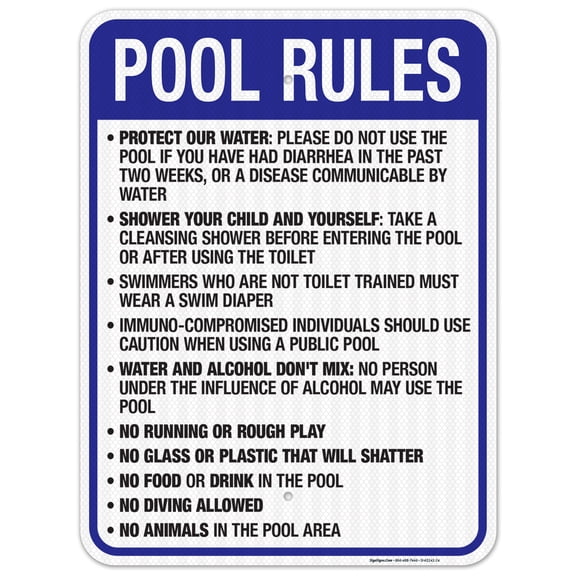 Oregon Pool Rules Sign, Complies With State Of Oregon Pool Safety Code, 18x24 Reflective Aluminum EGP