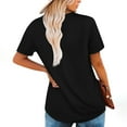 thumbnail image 4 of Aobny Date Night Tops for Women Black High Low Ruched Tees Short Sleeve Cherries Crew Neck Women Tshirts,S, 4 of 7