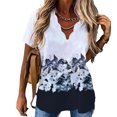 thumbnail image 1 of Camiseta holgada con cuello en V, camiseta con cuello en V para mujer, camiseta de manga corta con cuello en V, camiseta holgada con cuello en V, construcción resistente, 1 of 5