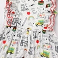 thumbnail image 6 of IBTOM CASTLE Toddler Kids Girls Back to School Dress Ruffle Sleeve Pencil Print Kindergarten First Day of School Dress 6-7 Years White, 6 of 8