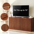 thumbnail image 3 of UZUGUL 4-Door Fluted Suction Sideboard, Walnut, Wave Groove Front, Multi-Use Cabinet, 3 of 7