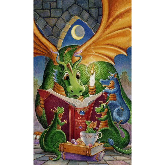 Taladro de diamante Lectura Dragón 5D Kits de pintura de bricolaje Arte de pared redondo completo (B5341) Hugtrwg Para estrenar