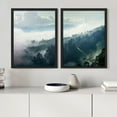 thumbnail image 2 of PixonSign Framed Wall Art Misty Mountain Scenery Posters, Set of 2 Emerald Green Forest Pine Trees Landscape Illustrations Wall Decor, Adhesive Canvas Prints for Home Decor - 8"x10" Black, 2 of 5