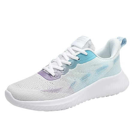 

Vedolay Platform SneakersFashion Summer Women Mesh Hollow Breathable Comfortable Lightweight Lace Up Gradient Color Womens Fashion Sneaker(Sky Blue 8.5)
