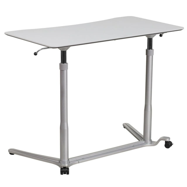 Sit-Down, Stand-Up Light Gray Computer Desk with 37.375''W Top (Adjustable Range 29'' - 40.75'')