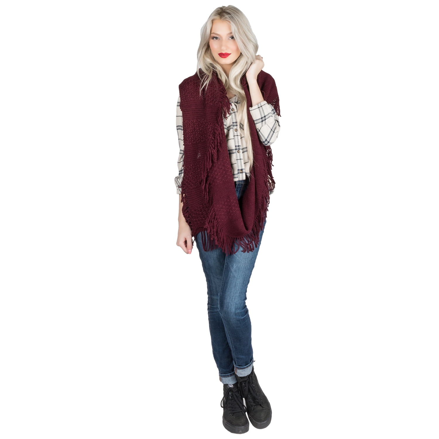 Light Weight Travel Warm Wrap Blanket Fringed Scarf