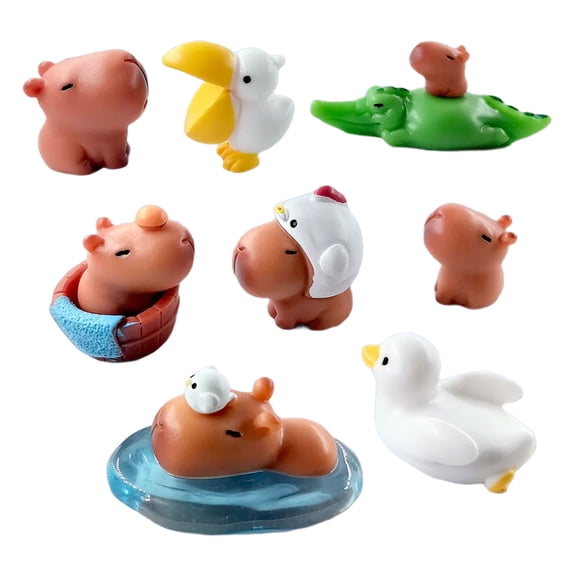 COOLHOOD 10Pcs Miniature Capybaras & Friend Figurines for Garden Decoration