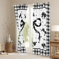 thumbnail image 3 of Manfei Black Bows Checkered Print Curtains Pack of 2 (42x84 Each) for Women, Elegant Ribbon Bows Curtains Blackout, 3 of 6
