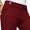 thumbnail image 5 of Hurxie Work Pants for Women Wide Leg Dress Pants Palazzo Business Casual Outfits Office Slacks with Pockets Button Stretchy Red,M, 5 of 6