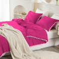 thumbnail image 5 of DNG Luxury 1 Piece Pom Pom Plain Pattern Comforter Set, 800 Thread Count, 100% Egyptian Cotton, White Vintage Pom-Pom Fringe Super Soft (Twin/Twin XL Size Hot Pink Color), 5 of 9
