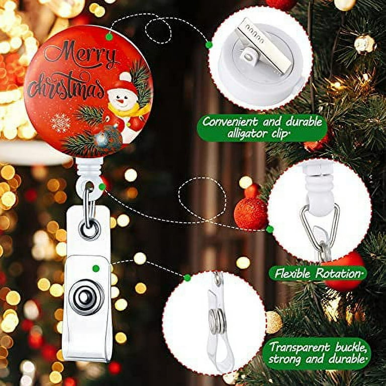  Santa Badge Reel, Christmas Retractable ID Tag, Badge Pull,  Badge Holder with Swivel Alligator Clip, 34in. Nylon Cord, Medical MD RN  Nurse Office Employee, Stocking Stuffer : Office Products
