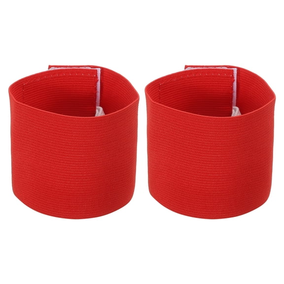 Uxcell 9.4x2.5" Soccer Captain C Armband, 2 Pack Nylon Unisex Elastic Arm Band Adjustable for Youth Team Training, Red