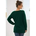 thumbnail image 5 of MLANM Women's V-Neck Pullover Sweaters Side Split Tunic Sweatshirt Casual Long Sleeve Knit tops, S Dark Green, 5 of 6