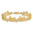thumbnail image 4 of Diamond2Deal 14k Yellow Gold Dolphin Bracelet for Women 7.5", 4 of 6