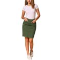 thumbnail image 2 of Falda de mezclilla INSPIRE CHIC para mujer, casual, desgastada, hasta la rodilla, talla XL, verde olivo, 2 of 6