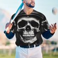 thumbnail image 5 of KLL Black White Hat Skull for Men's Baseball Shirts,Short Sleeve Casual Shirts Button Down Shirt for Men Beach Summer Wedding Shirt-3X-Large, 5 of 7