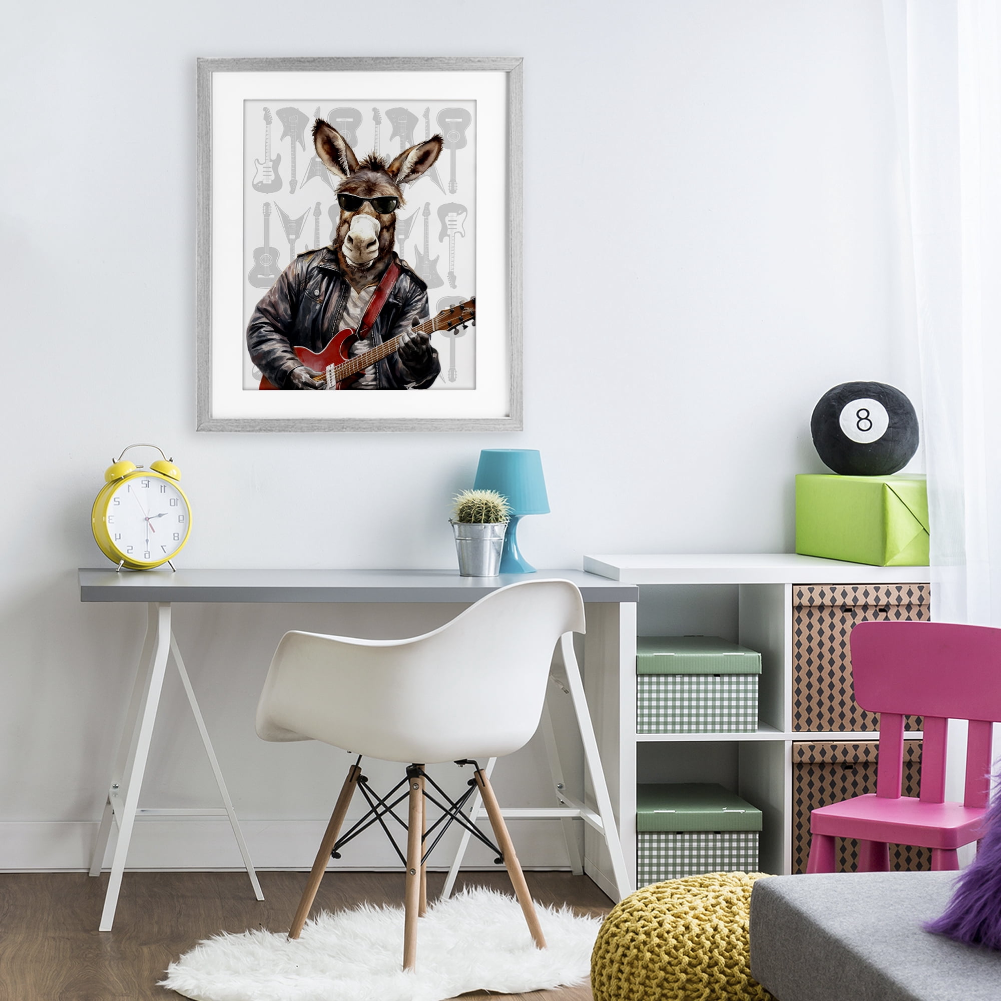Stupell Industries Performing Musician Donkey Gray Framed Print Under Glass, design by CAD Designs