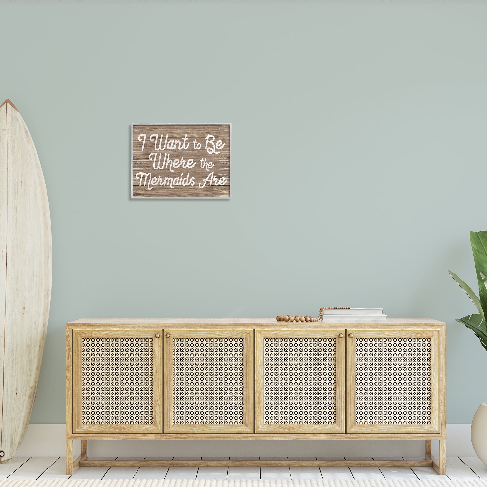Stupell Industries Be Where Mermaids Are Phrase Rustic Nautical Grain, 20 x 16, Design by Daphne Polselli